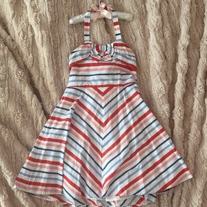 Janie and Jack Red, Blue & White Striped Halter Dress